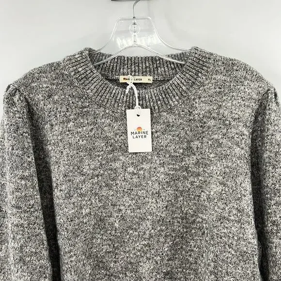 Marine Layer Alma Puff Sleeve Sweater - Charcoal Heather - XL - NWT - Picture 2 of 7